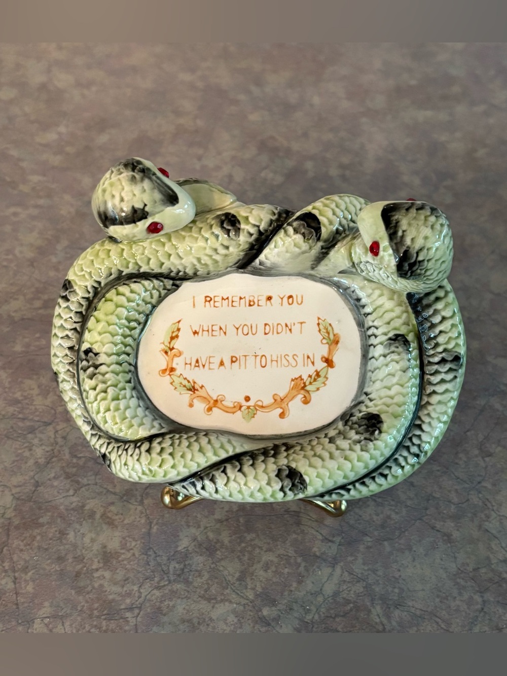 50's Japan Ceramic Snake Novelty Ashtray/Trinket Dish -Snake Ceramic Collectible